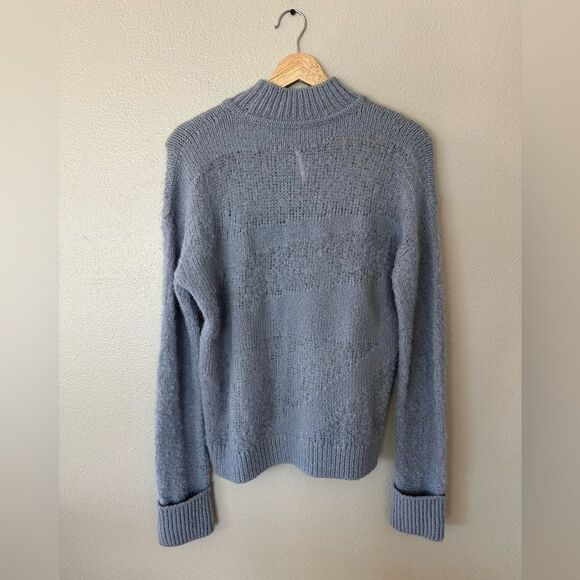 Free People Suki Alpaca Blend Sheer Detail Sweater Blue Size M - Picture 6 of 6